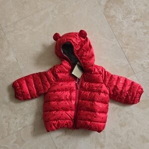 GAP Baby Red Heart Puffer Jacket